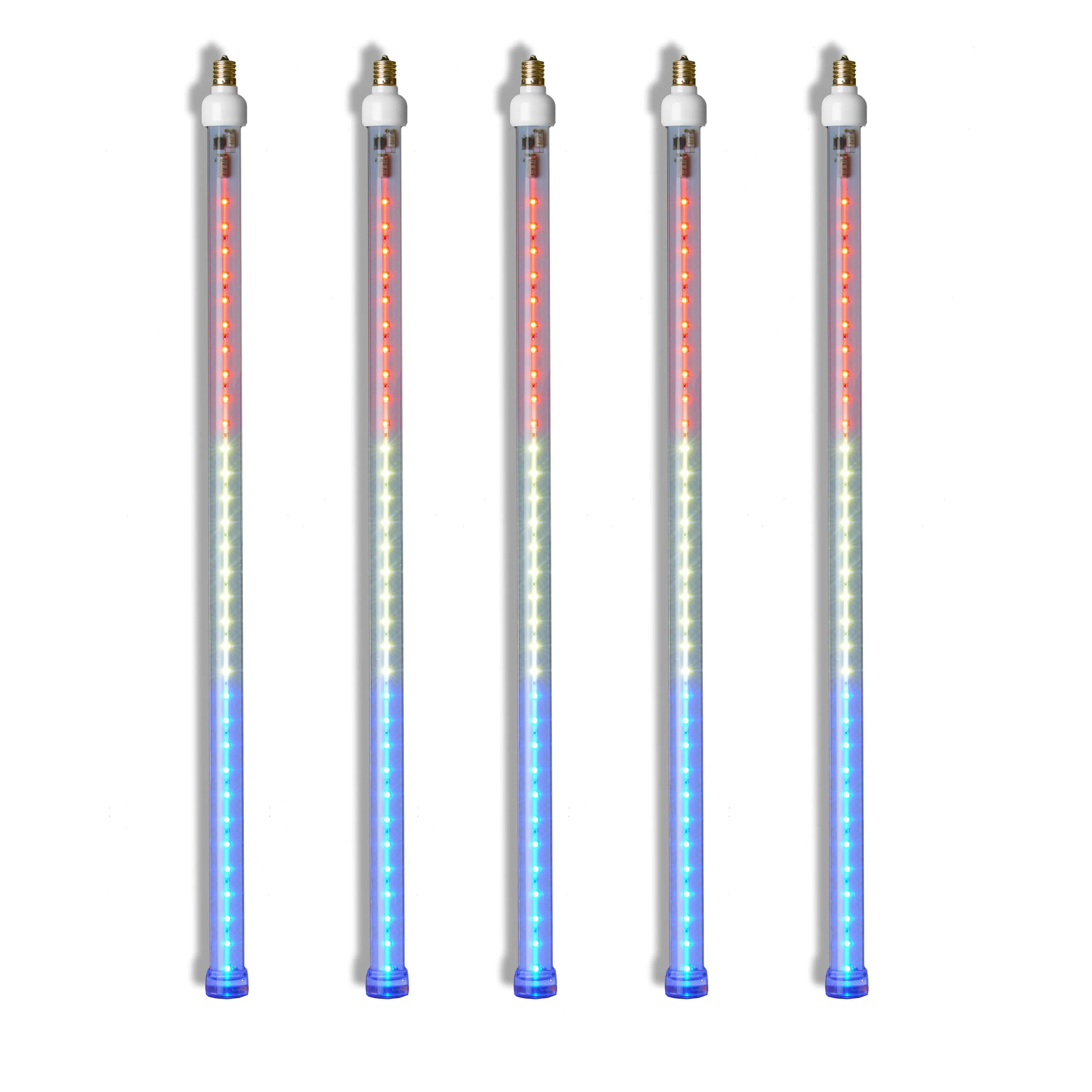 5 Pack 24'' Red-Pure White-Blue LED Strobe Snowfall Tube