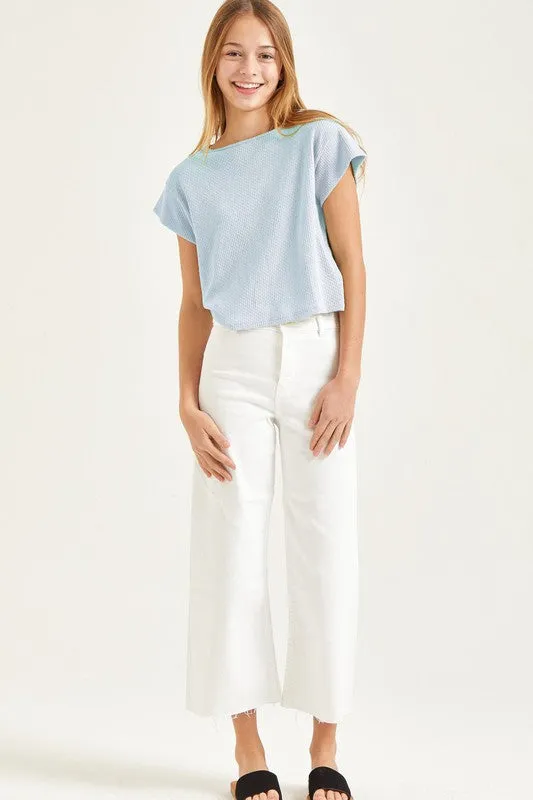 Baby Blue Cap Sleeve Crop Top
