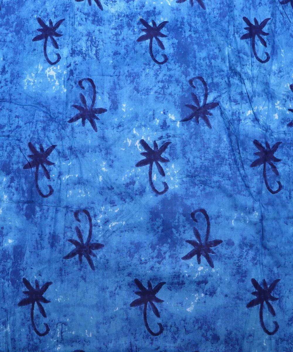 Blue Floral Print Rayon Fabric