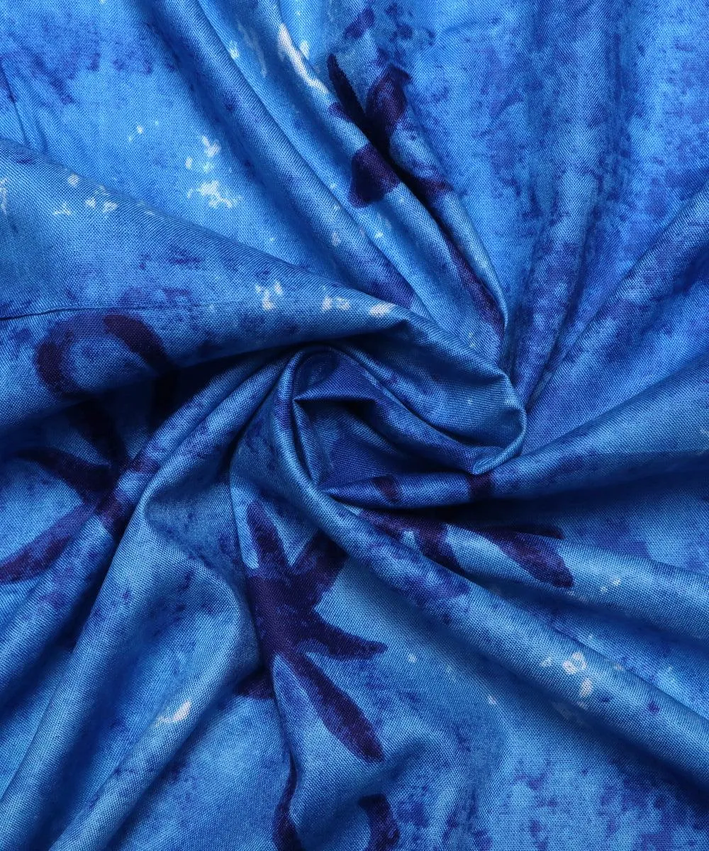 Blue Floral Print Rayon Fabric