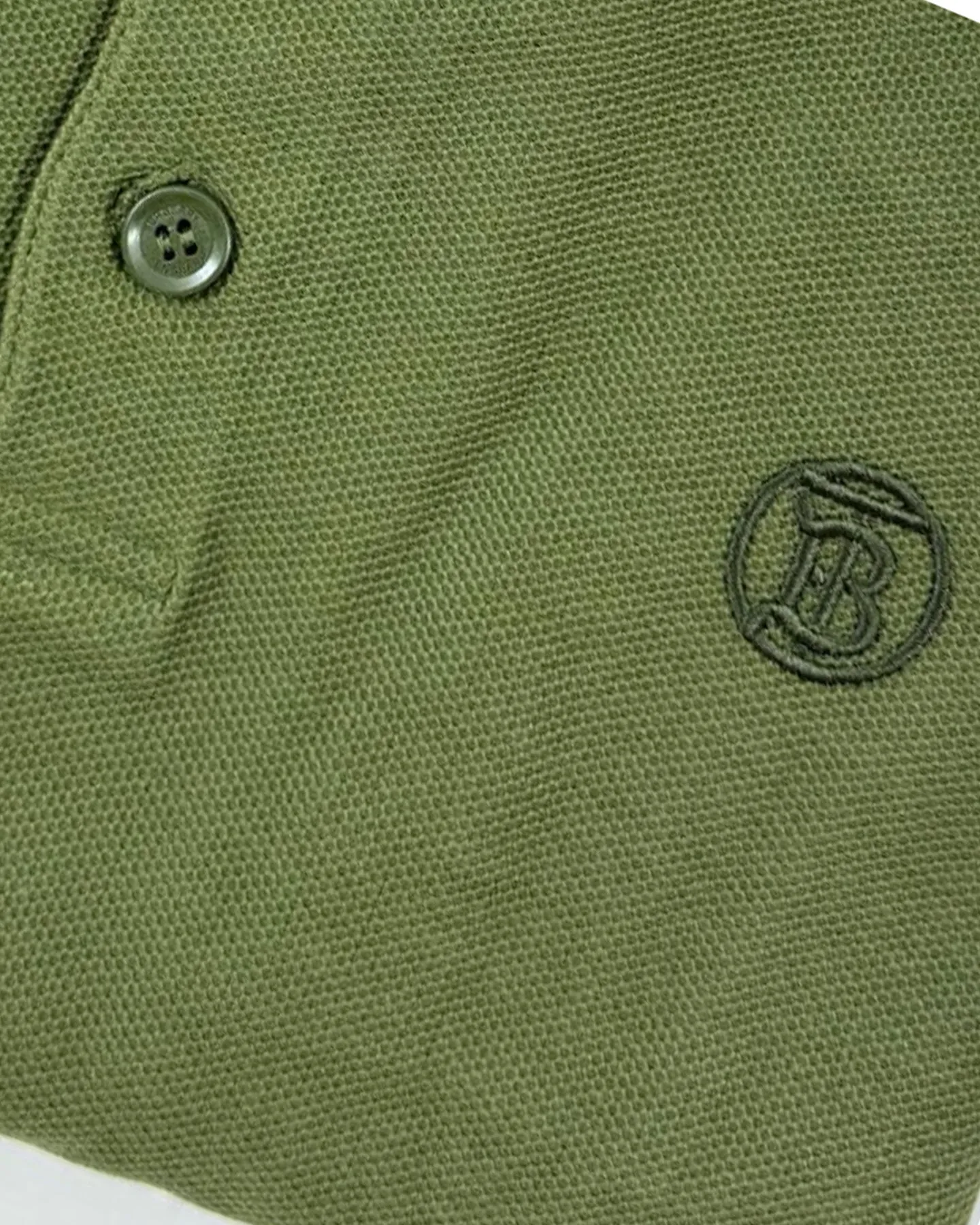 Burberry Men Polo Shirt Eddie Olive Cotton Regular Fit XL SALE