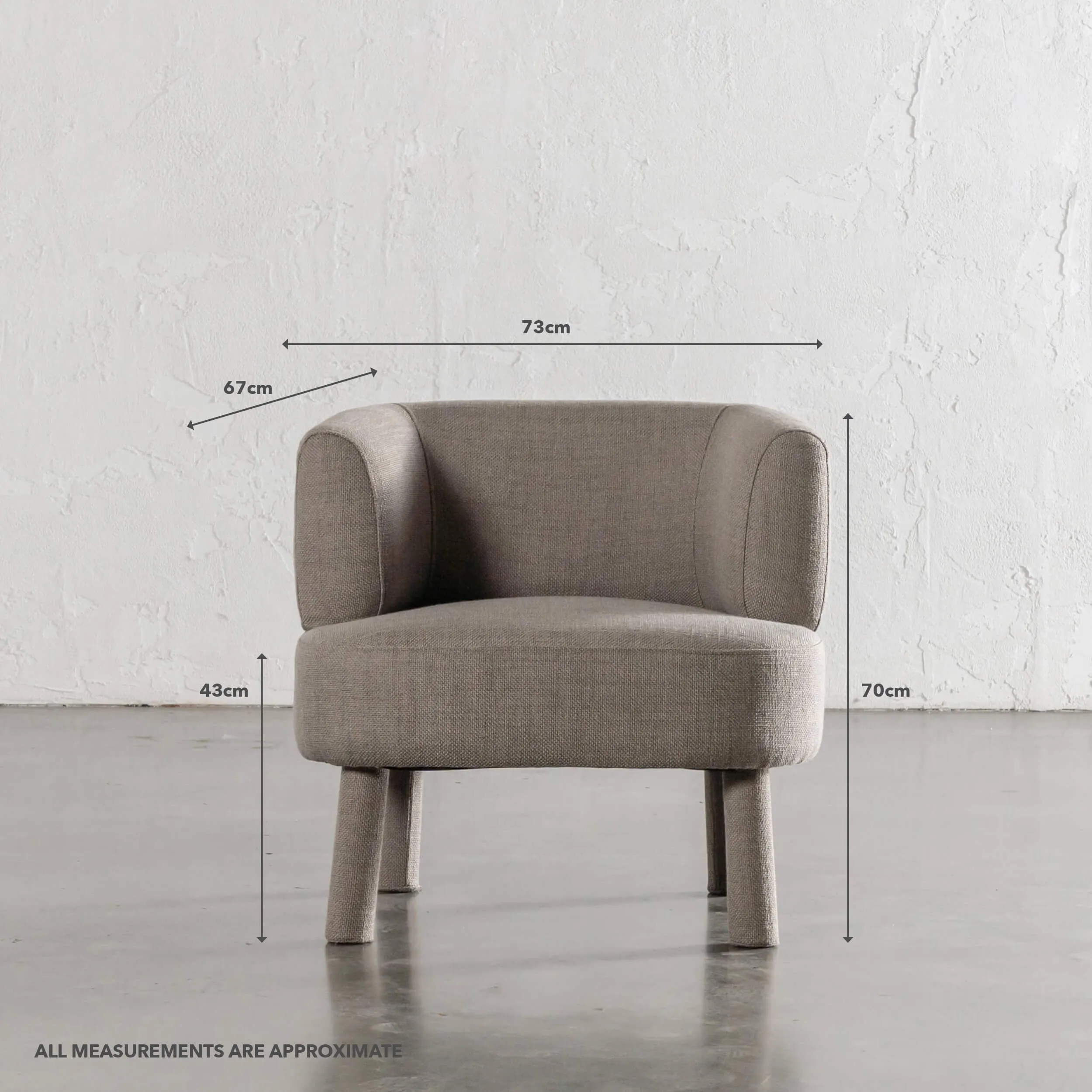CARSON ATINA ROUNDED ARMCHAIR  |  TAUPE BASKET WEAVE