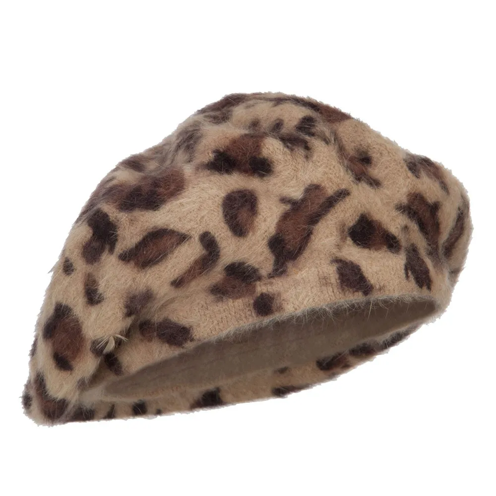 Cheetah Angora Beret