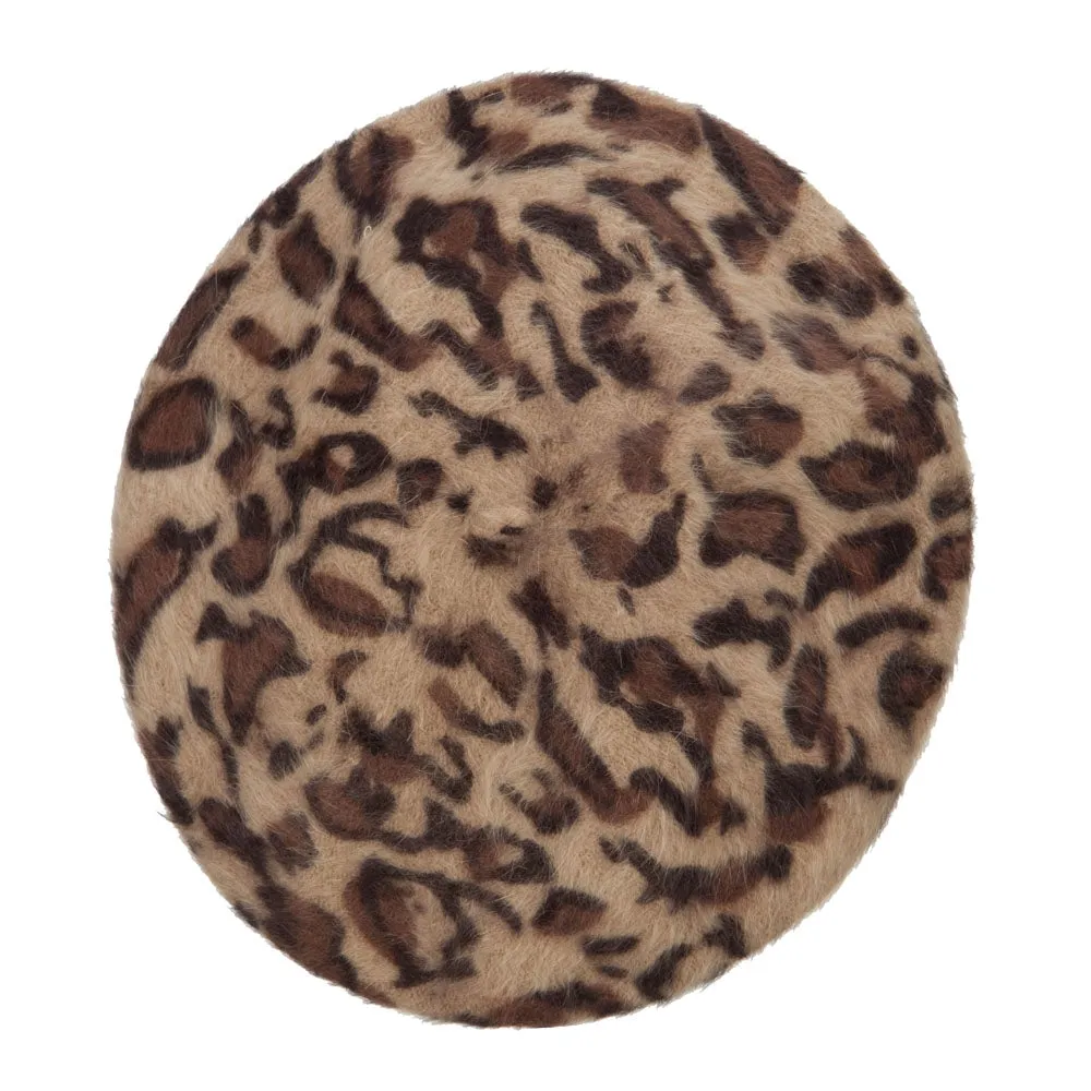 Cheetah Angora Beret
