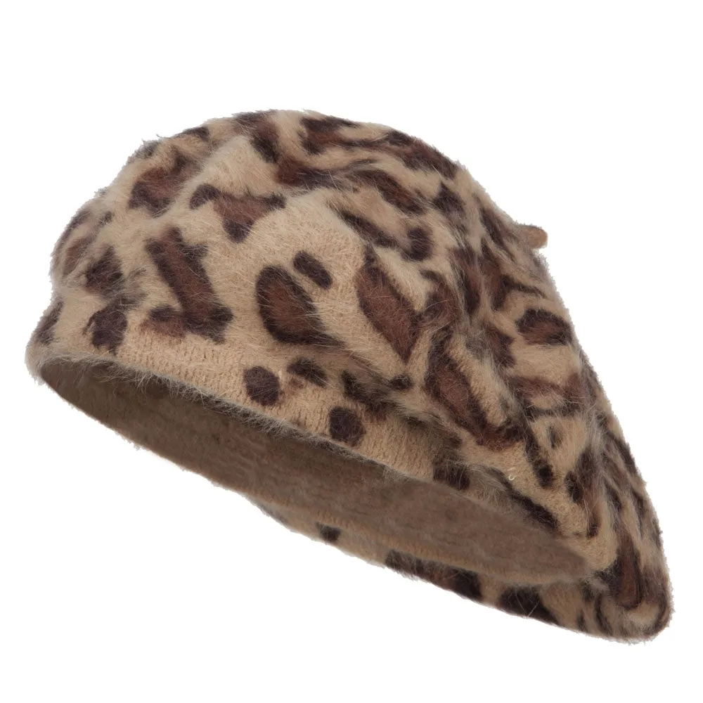 Cheetah Angora Beret