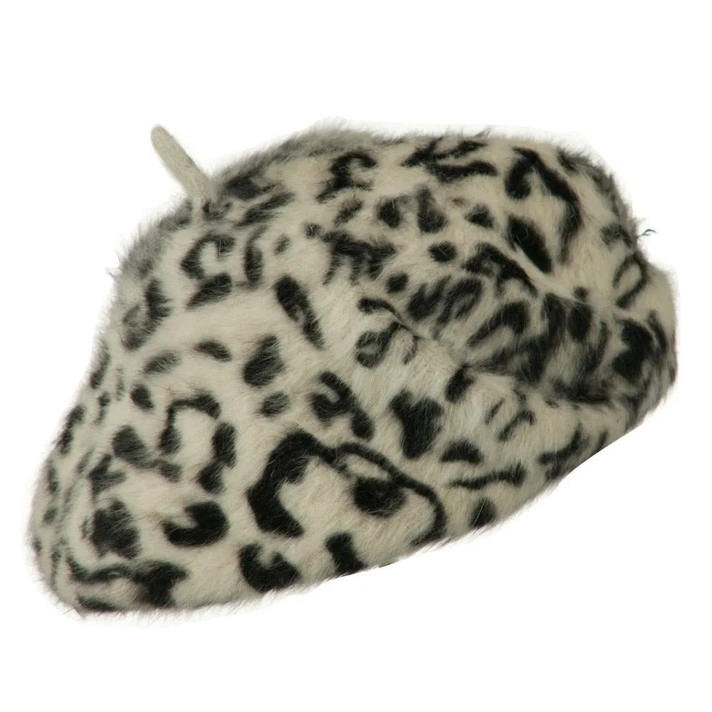 Cheetah Angora Beret