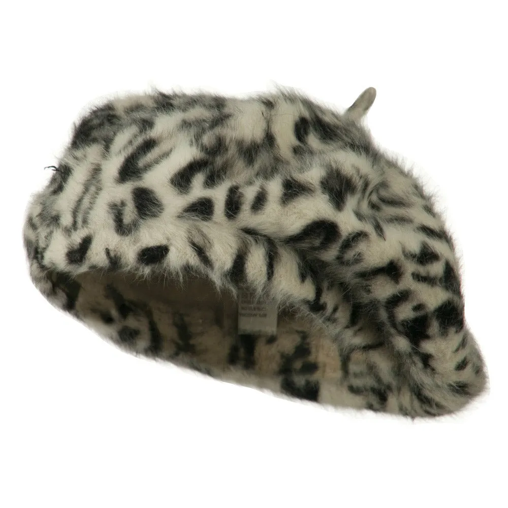 Cheetah Angora Beret