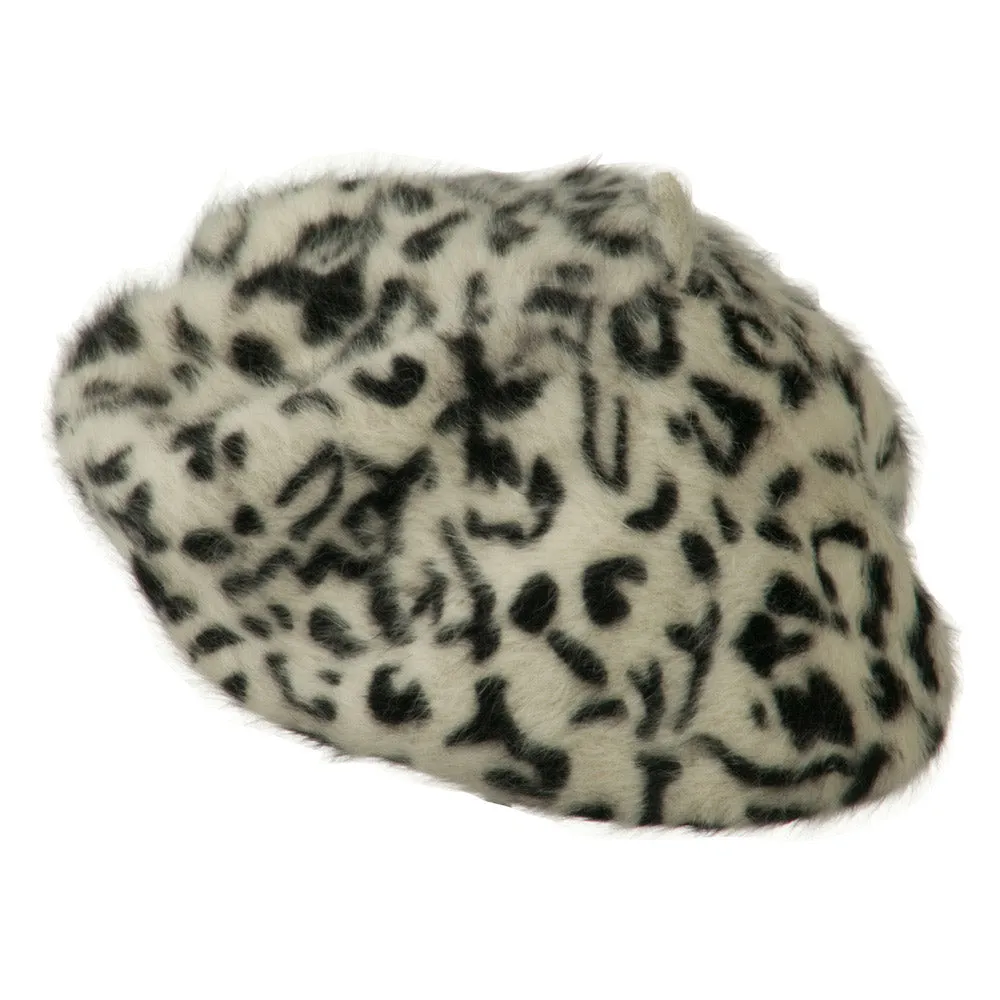 Cheetah Angora Beret