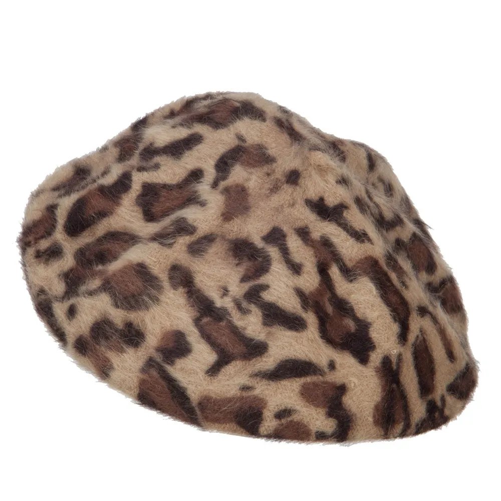 Cheetah Angora Beret