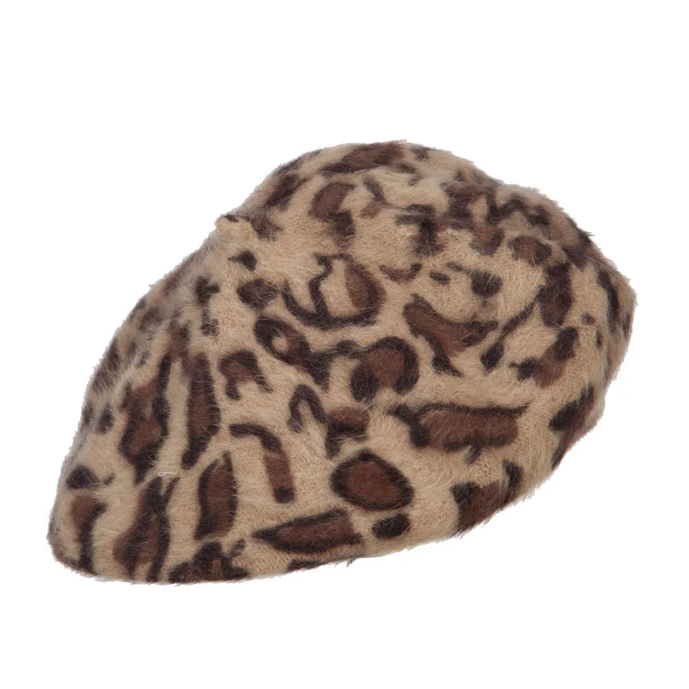 Cheetah Angora Beret