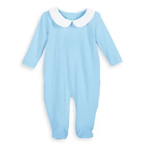 Collared Pima Footie -- Blue