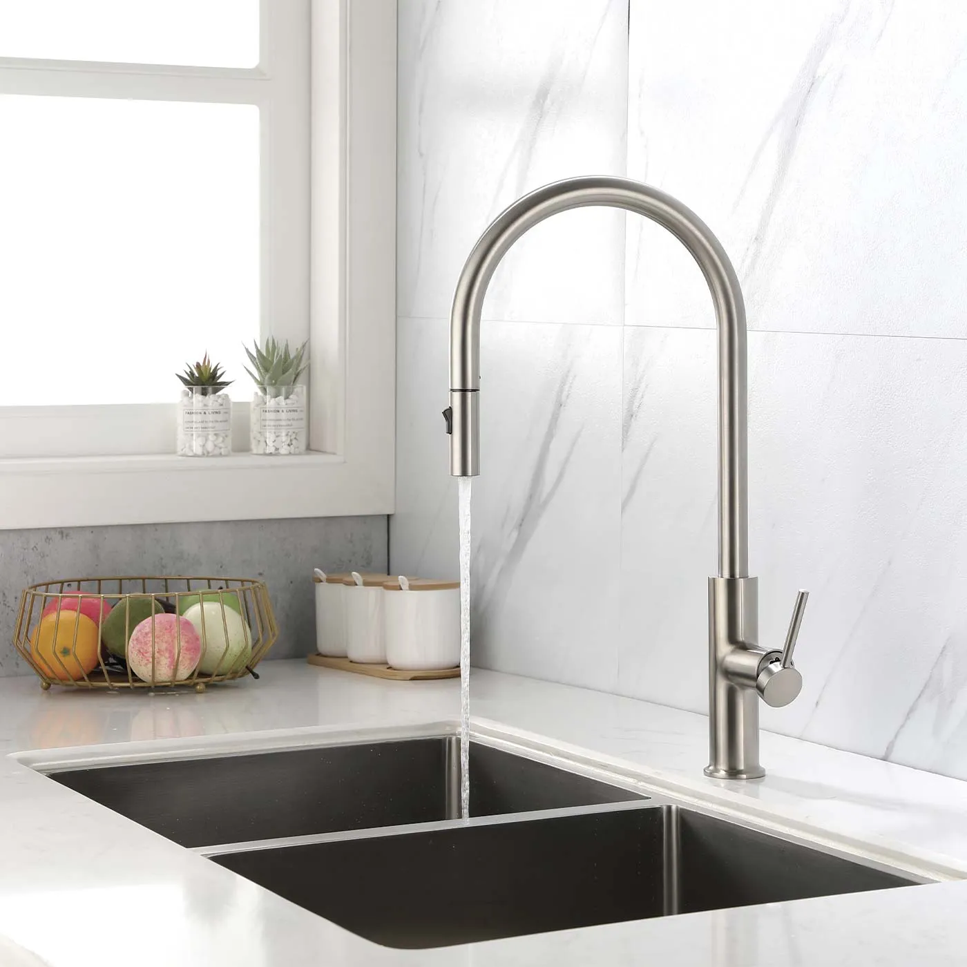 DAX Single Handle Pull Down Kitchen Faucet Matt Black Finish (DAX-8020058)