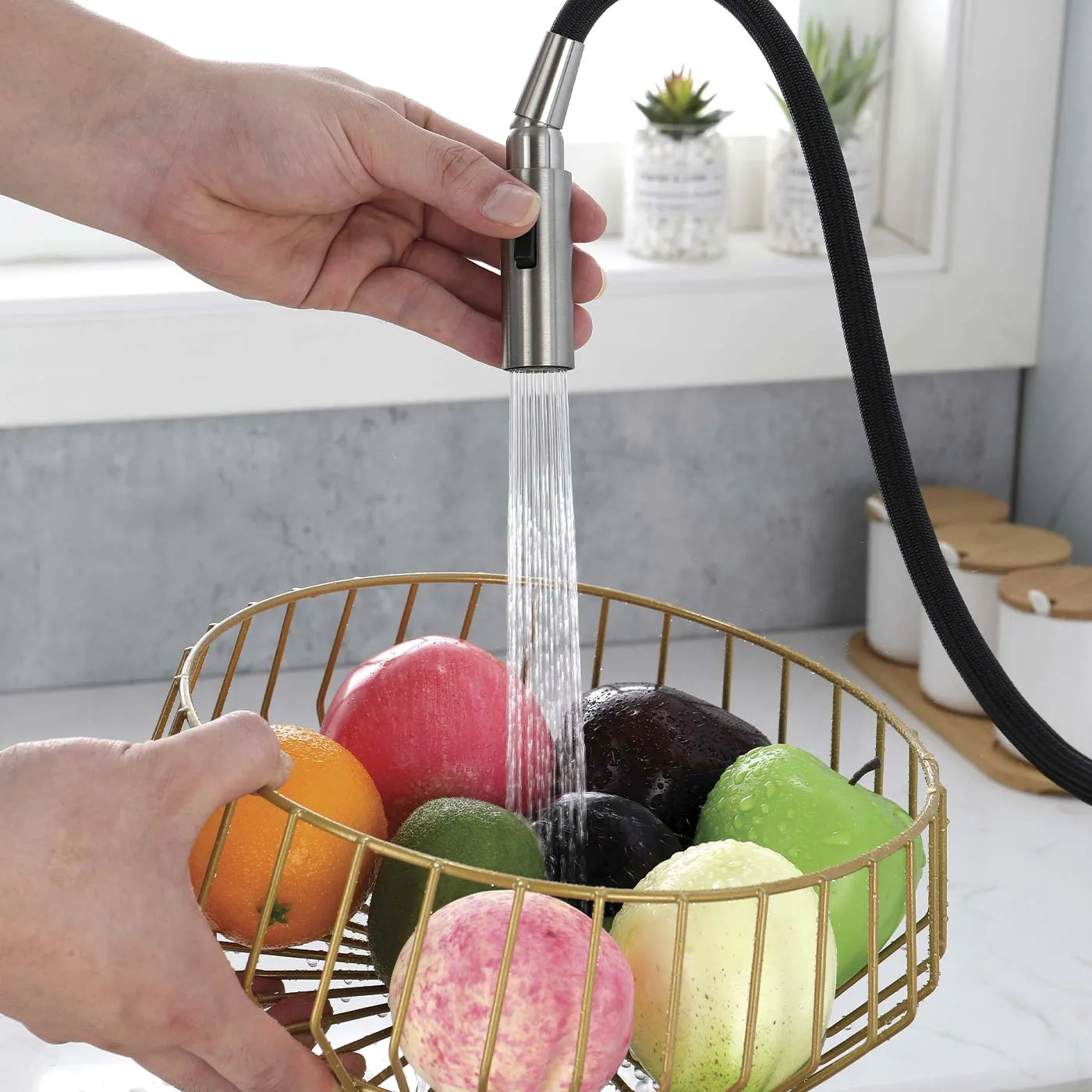 DAX Single Handle Pull Down Kitchen Faucet Matt Black Finish (DAX-8020058)