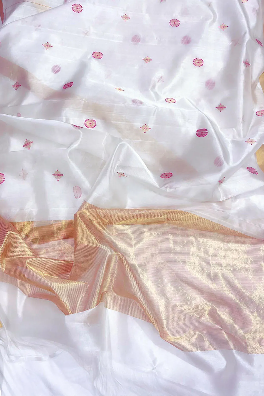 Elegant Off White Chanderi Pure Silk Saree