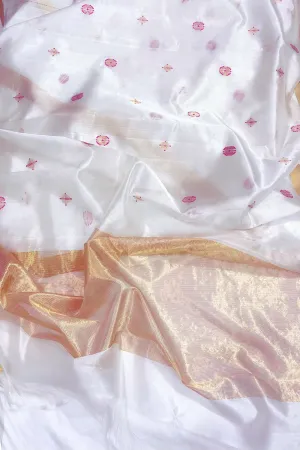 Elegant Off White Chanderi Pure Silk Saree