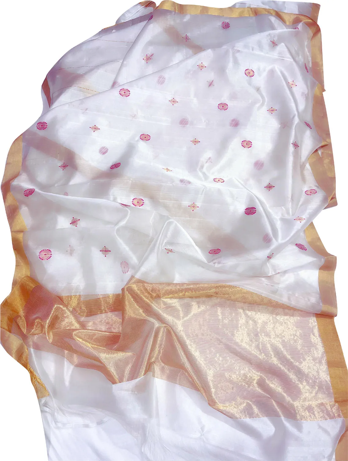 Elegant Off White Chanderi Pure Silk Saree