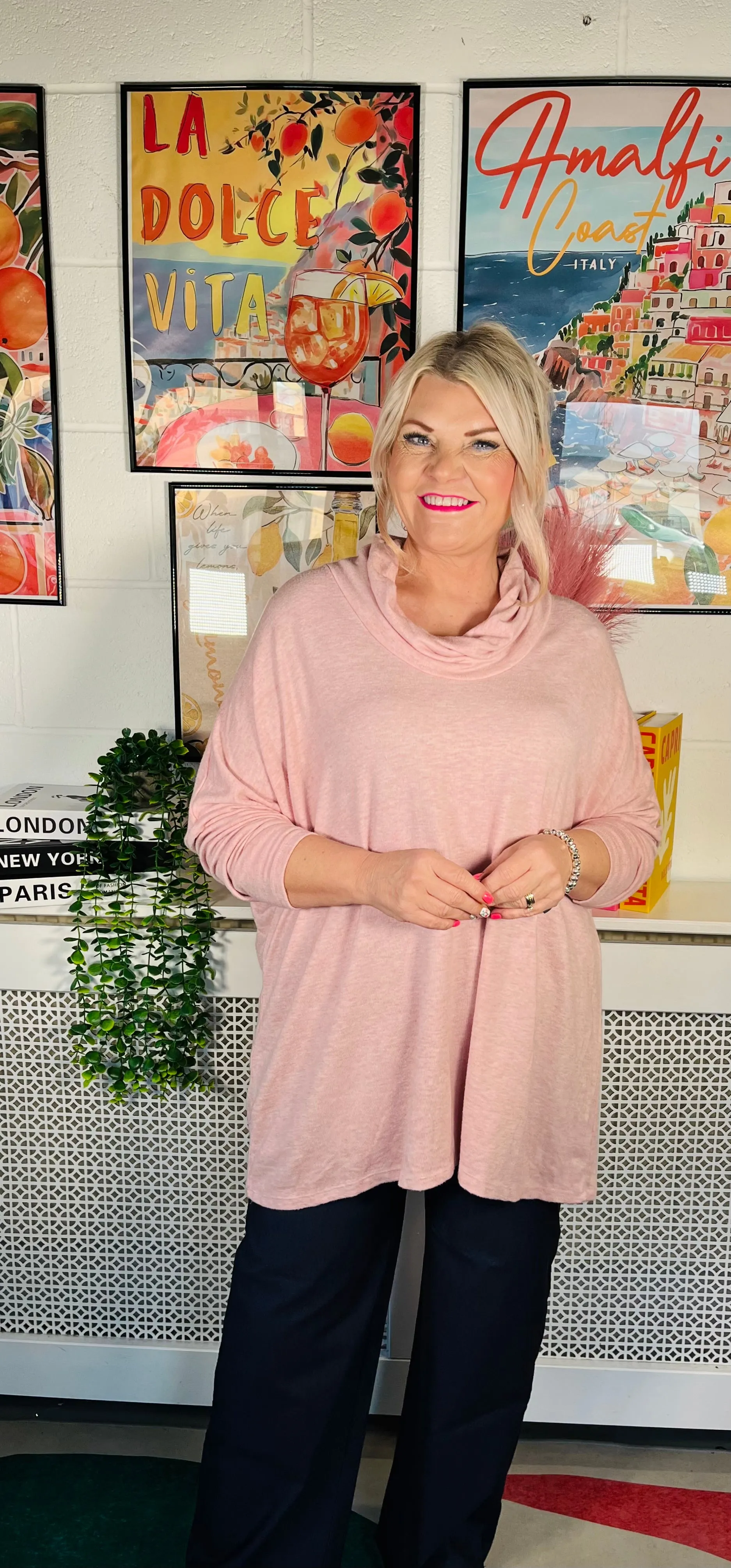 Eugenie Cowl Neck Jumper - Antique Pink