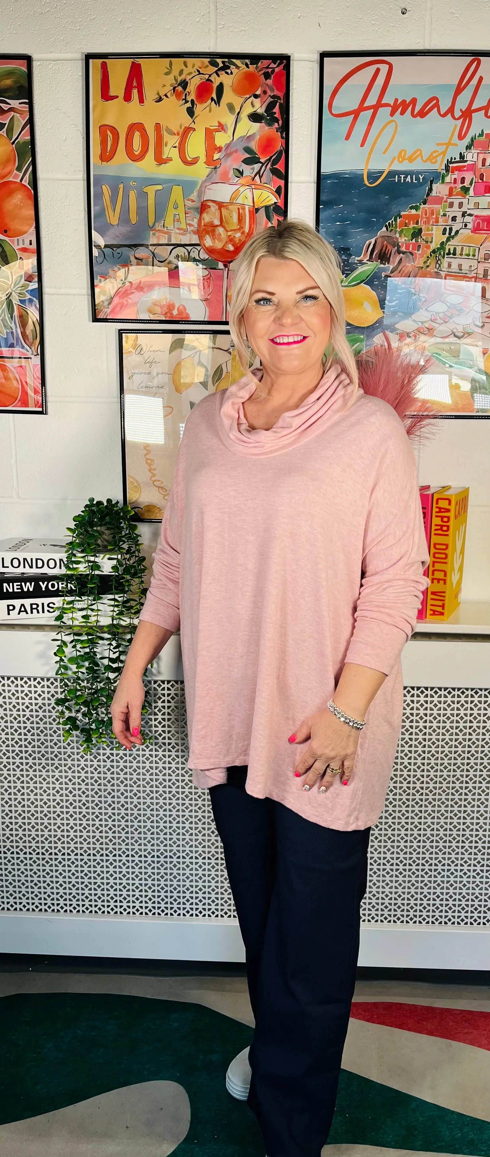 Eugenie Cowl Neck Jumper - Antique Pink
