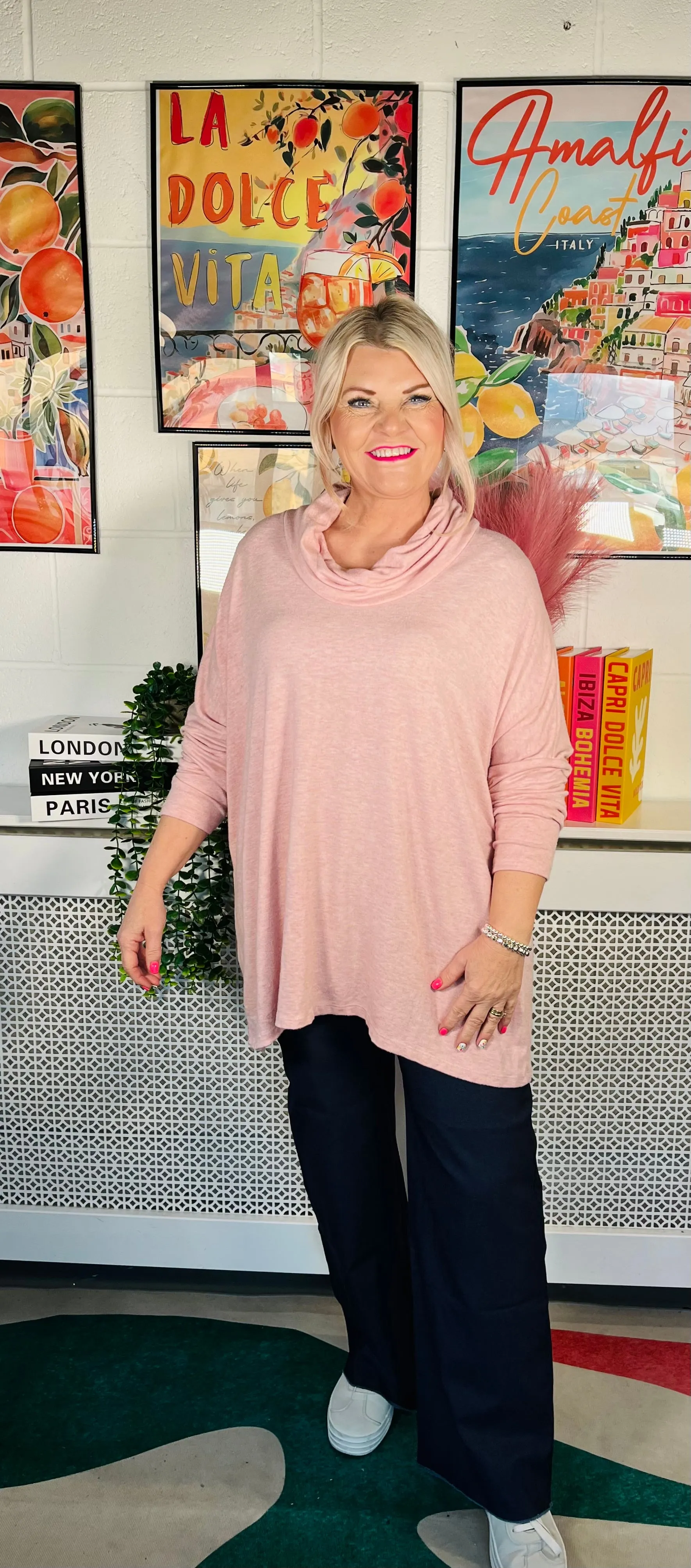 Eugenie Cowl Neck Jumper - Antique Pink