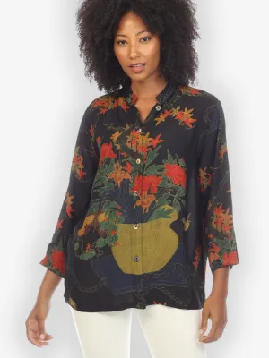 Floral Vase Rope Citron Style Blouse