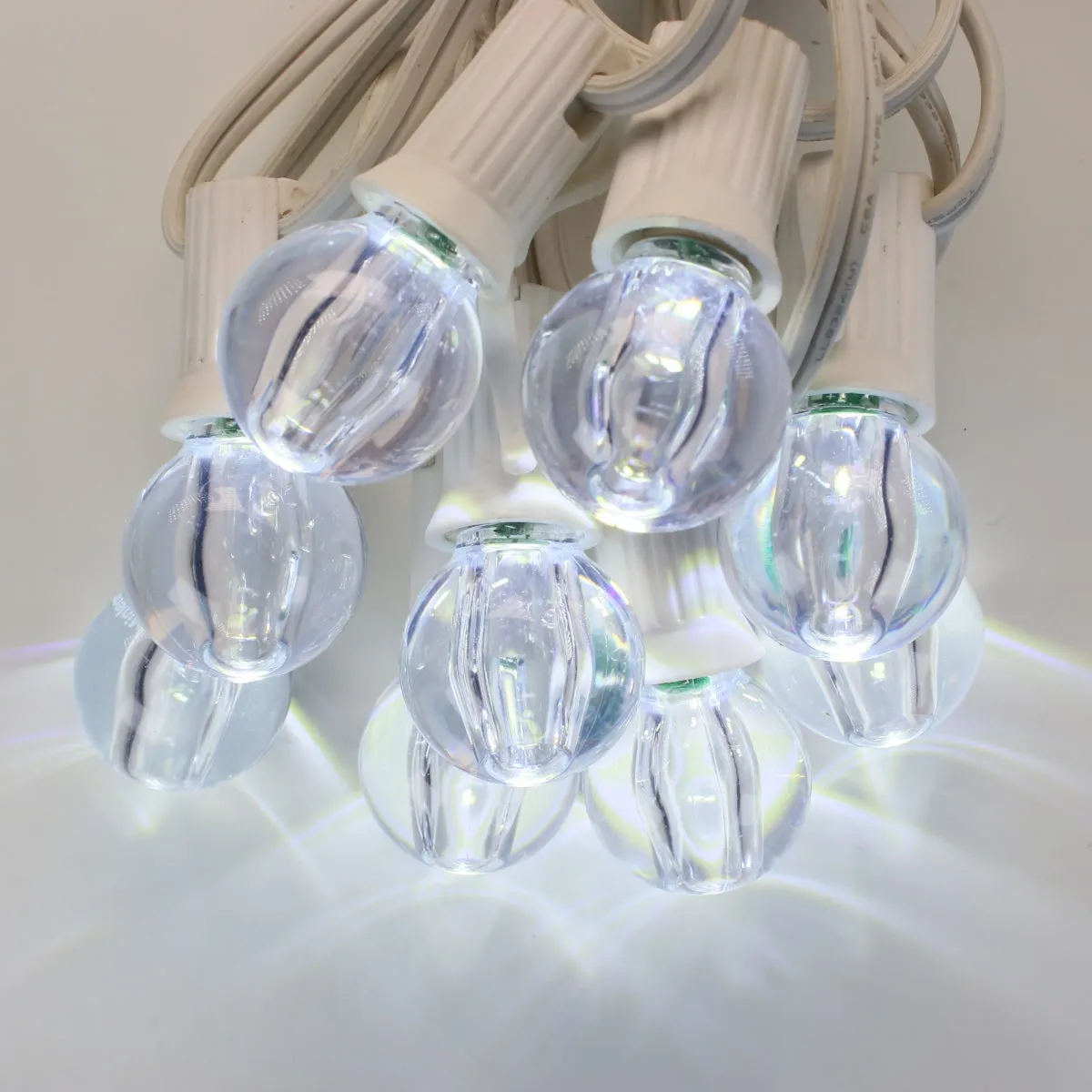 G30 Pure (Cool) White Smooth LED Bulbs E12 Bases (25 Pack)
