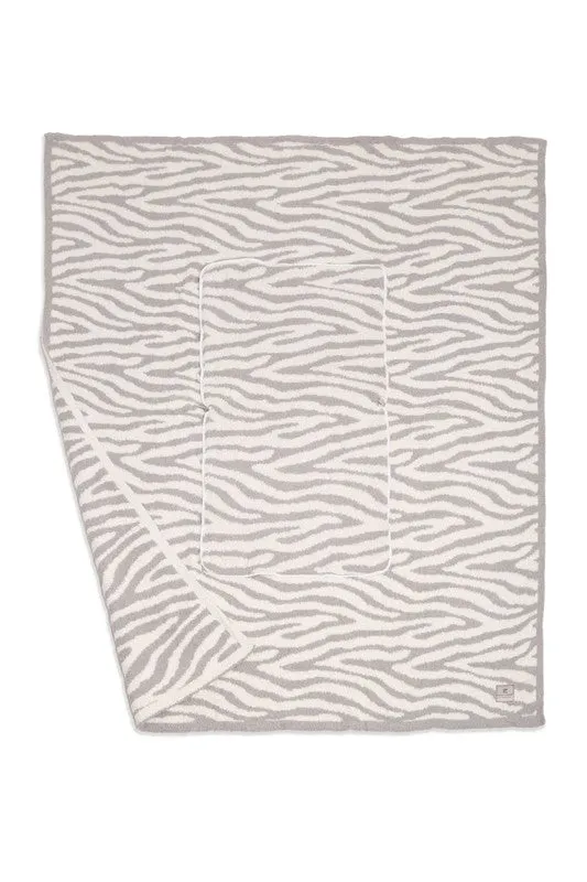 Gray 2 In 1 Zebra Print Throw Blanket & Pillow