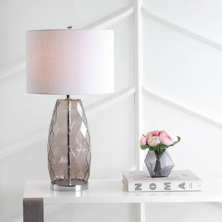 Juliette Faceted Glass Table Lamp - Smoked Gray