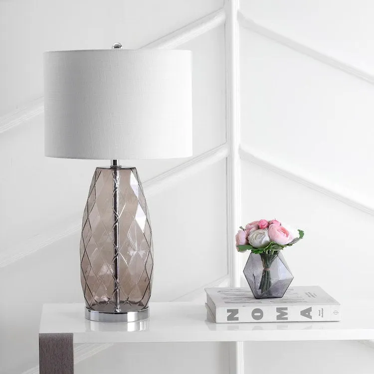 Juliette Faceted Glass Table Lamp - Smoked Gray