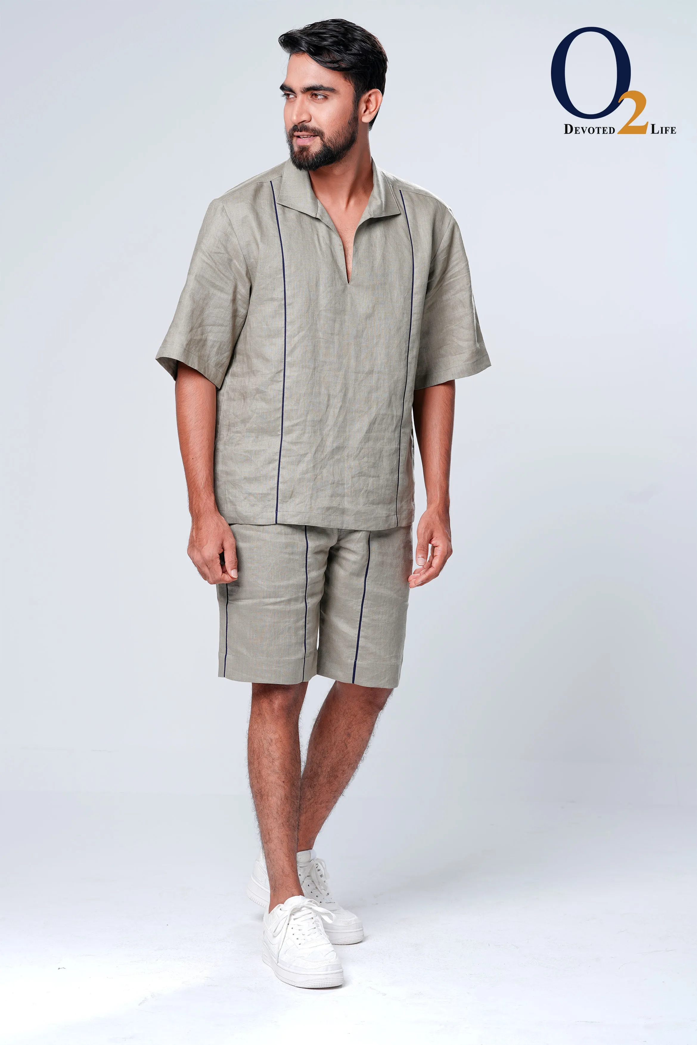 Laurel Green V-Neck Co-Ord Shirt