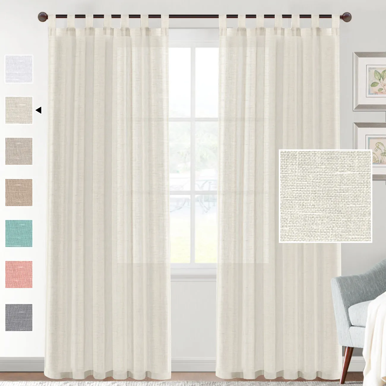 Linen Yarn Curtain Transparent Window Screen – Semi-Sunshade Modern Simplicity