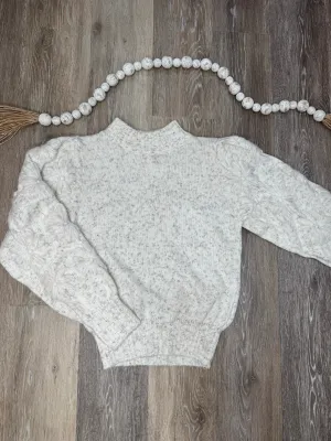 MAR Marled Off White Embroidered Flower Sleeves