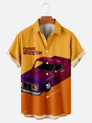 Men's Classic Muscle Car Print Short Sleeve Shirt