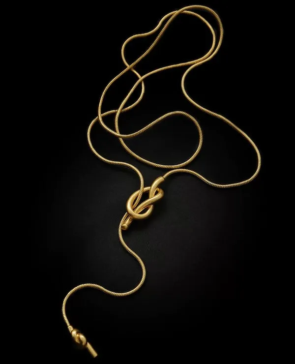 Minimalist Longline Sweater Necklace with Knot