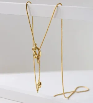 Minimalist Longline Sweater Necklace with Knot