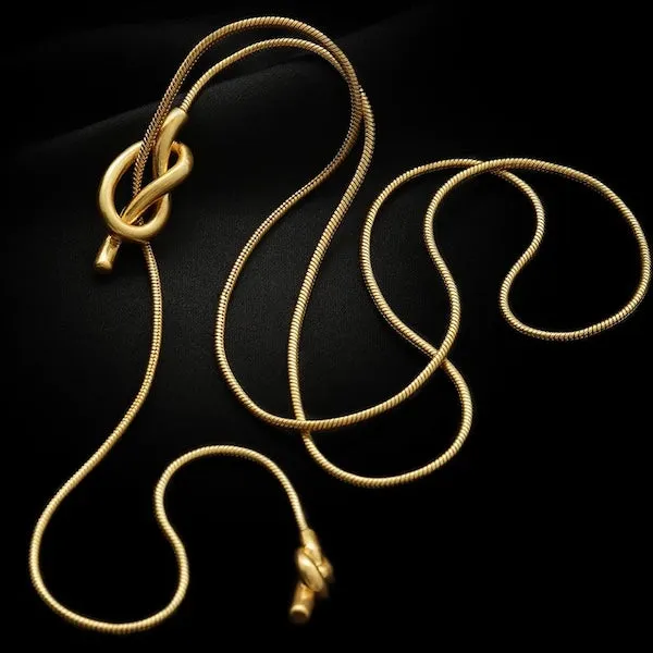 Minimalist Longline Sweater Necklace with Knot