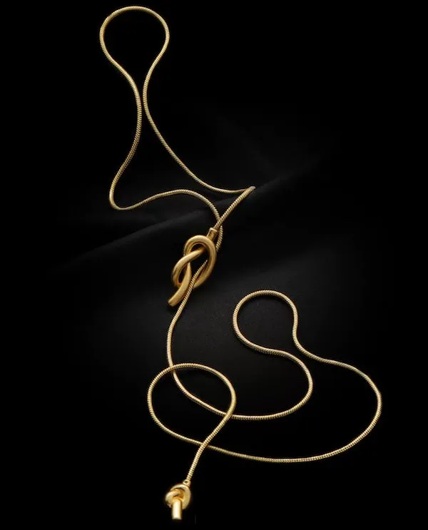 Minimalist Longline Sweater Necklace with Knot