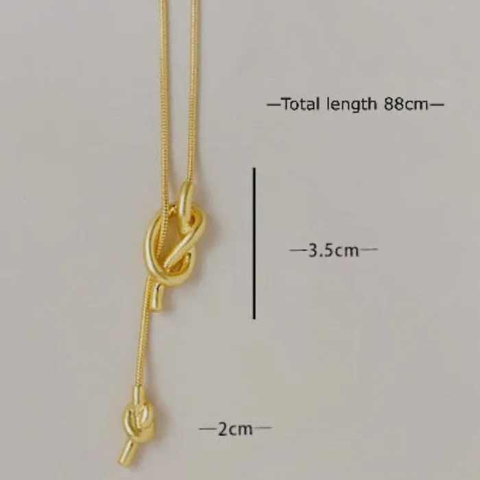 Minimalist Longline Sweater Necklace with Knot