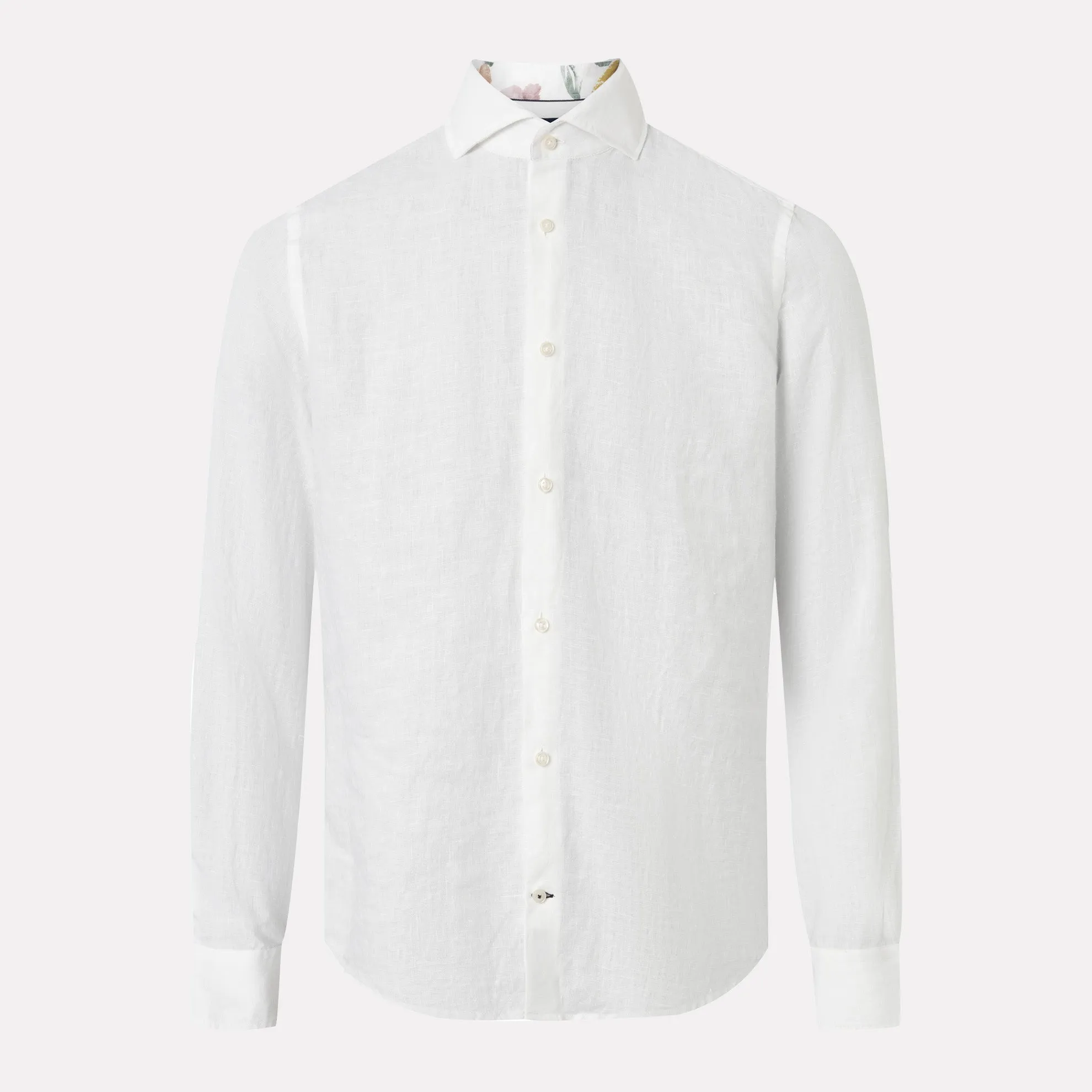Pai Slim Fit Long Sleeve Linen Shirt / White