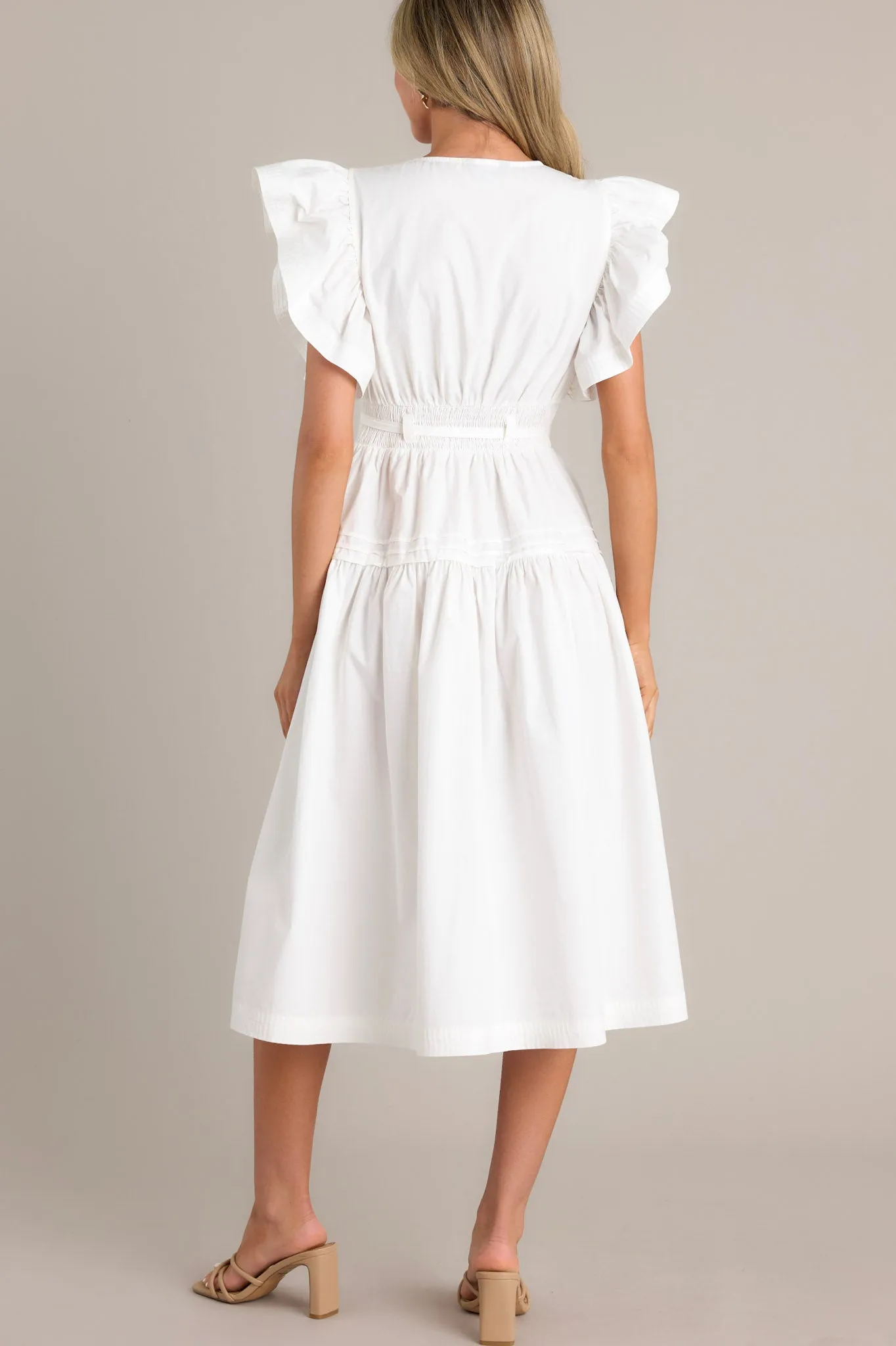 Pure Enchantment White 100% Cotton Midi Dress