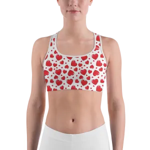 Red Heart Shaped Balloons Sports Bra