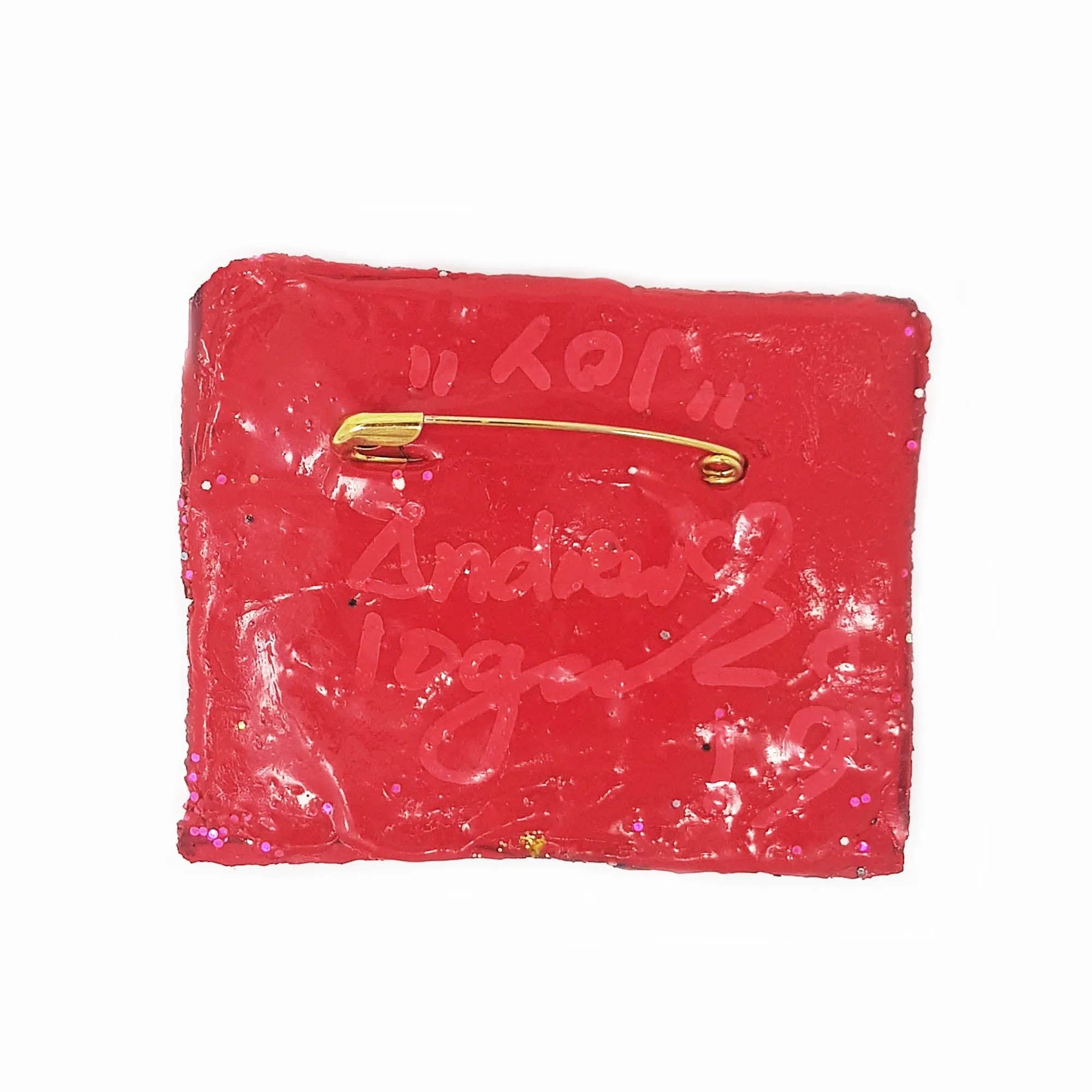 RED J LETTER BROOCH - JOY