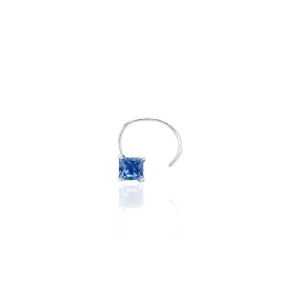 Silver Beautiful Square Ocean Blue Gem Nosepin