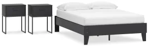 Socalle Full Platform Bed with 2 Nightstands in Black