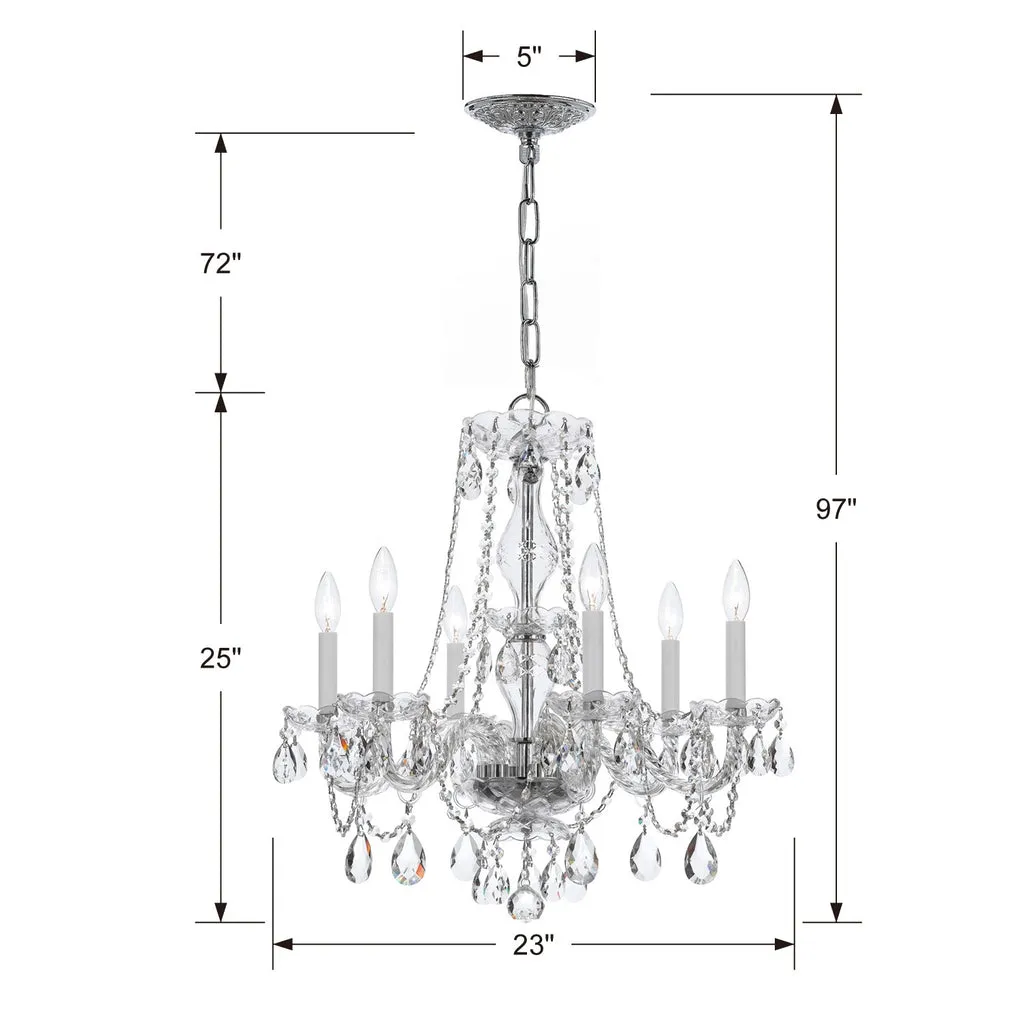 Traditional Crystal 6 Light Spectra Crystal Polished Chrome Chandelier