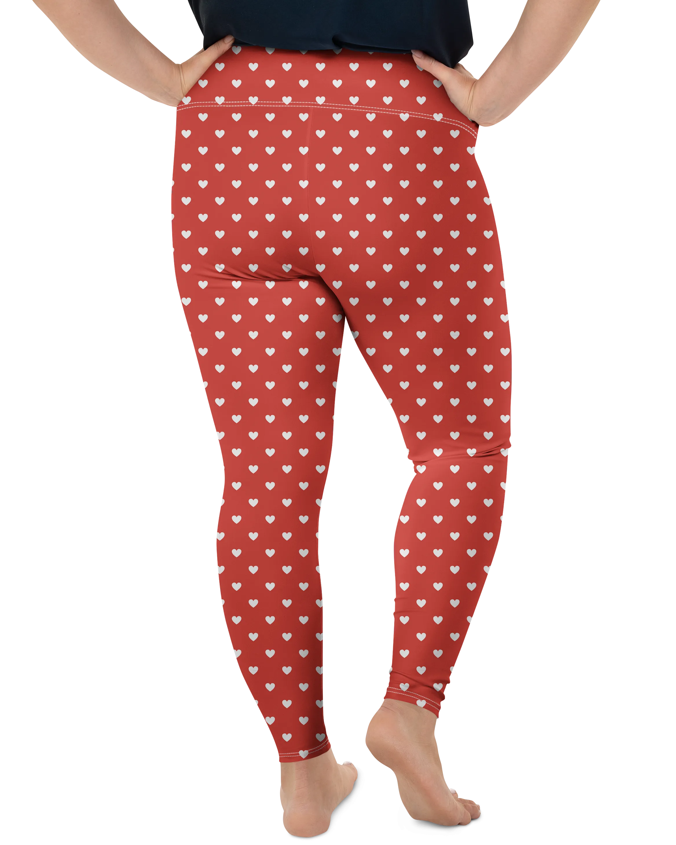White Mini Hearts Red Plus Size Leggings