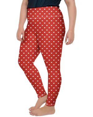 White Mini Hearts Red Plus Size Leggings