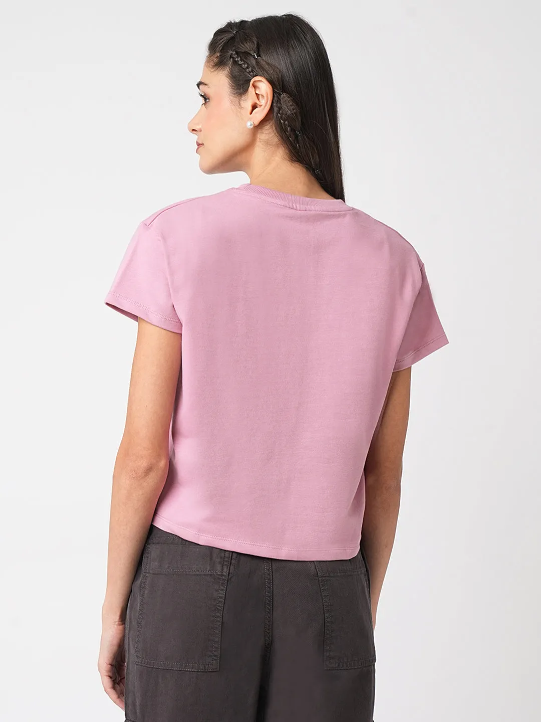 WOMEN SLIM FIT CHEST PRINTED ATHLEISURE TOP