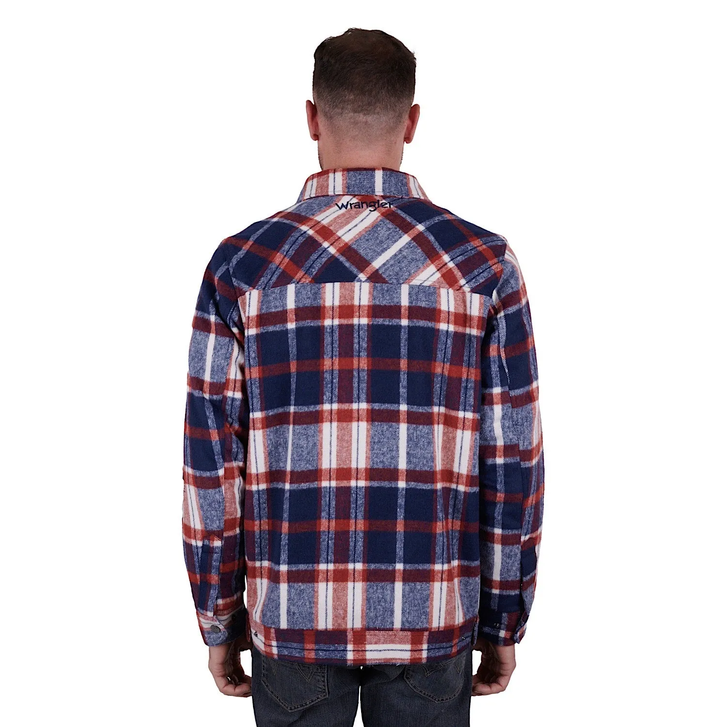 Wrangler Mens Andrew Logo Wool Shirt Jacket Navy/Red
